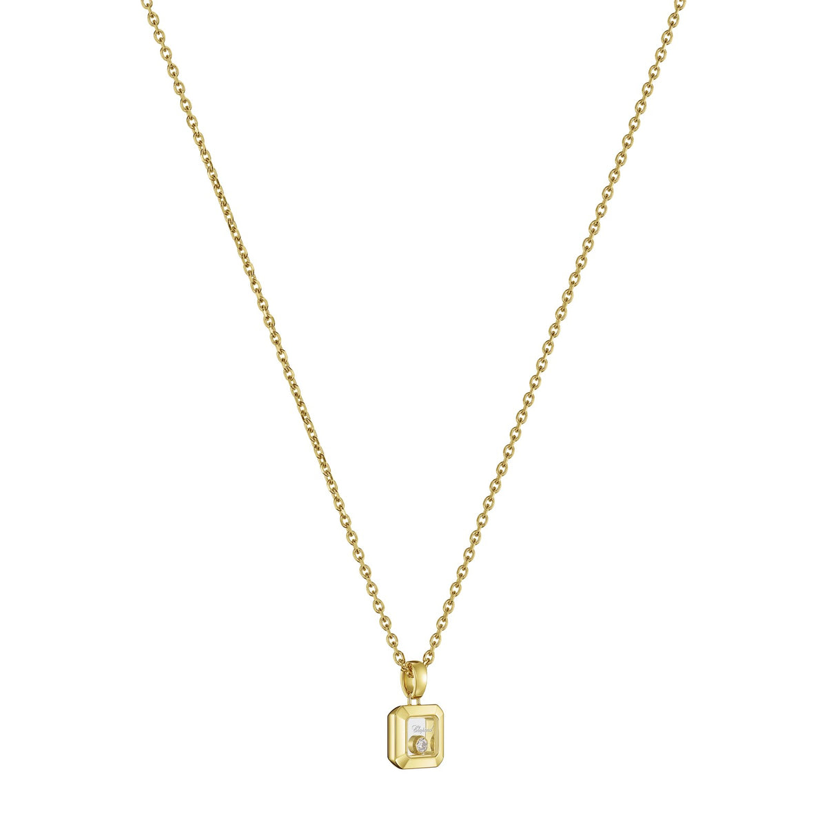 Chopard Happy Diamonds pendant in 18k ethical yellow gold with moving diamonds, view 2