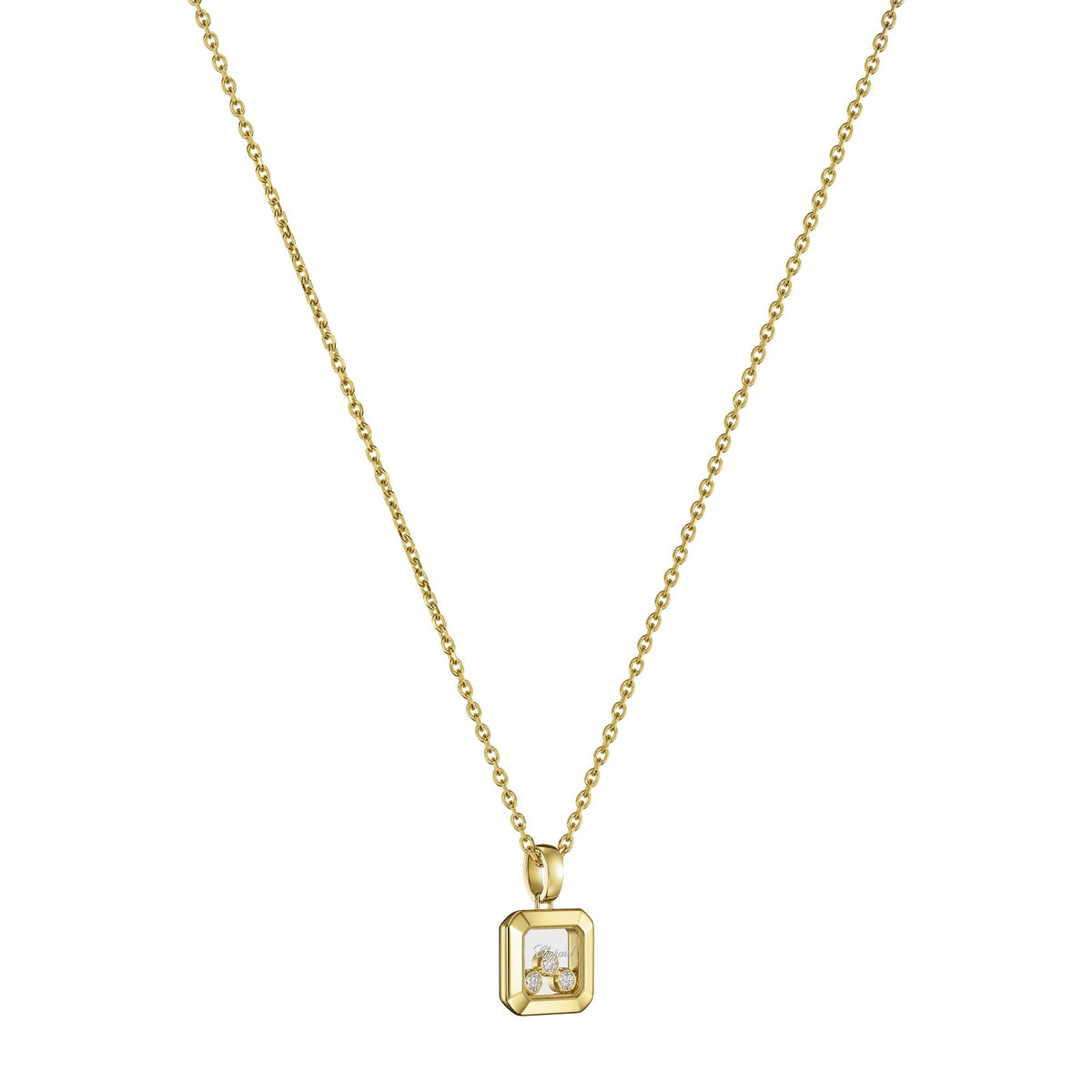 Chopard Happy Diamonds pendant in 18k ethical yellow gold with moving diamonds, view 2