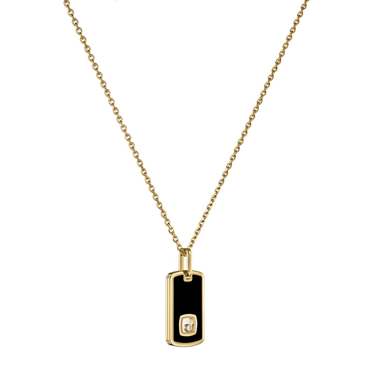 Chopard Happy Diamonds pendant in 18k ethical yellow gold with onyx, view 2