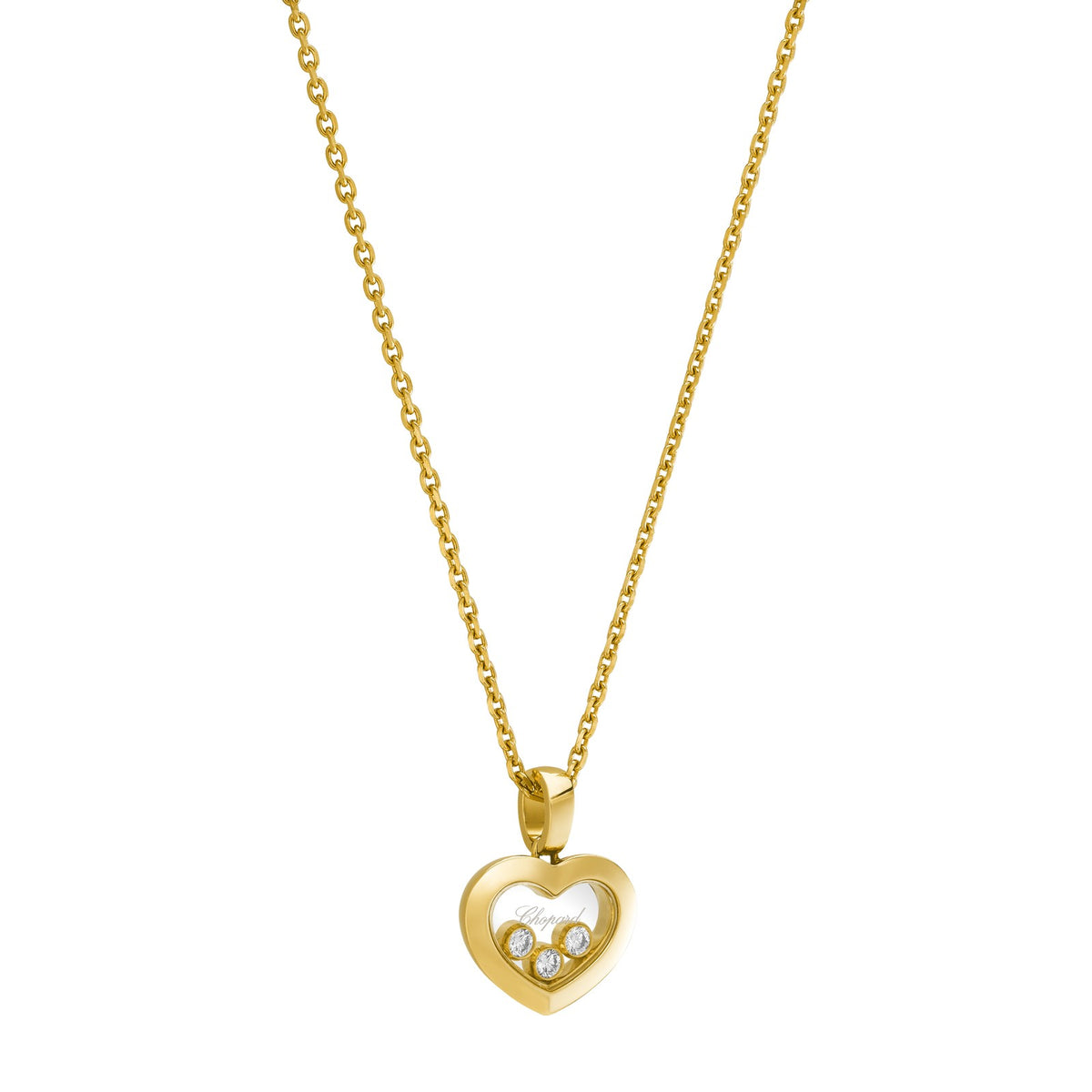 Chopard Happy Diamonds pendant in 18k ethical yellow gold with moving diamonds, view 2