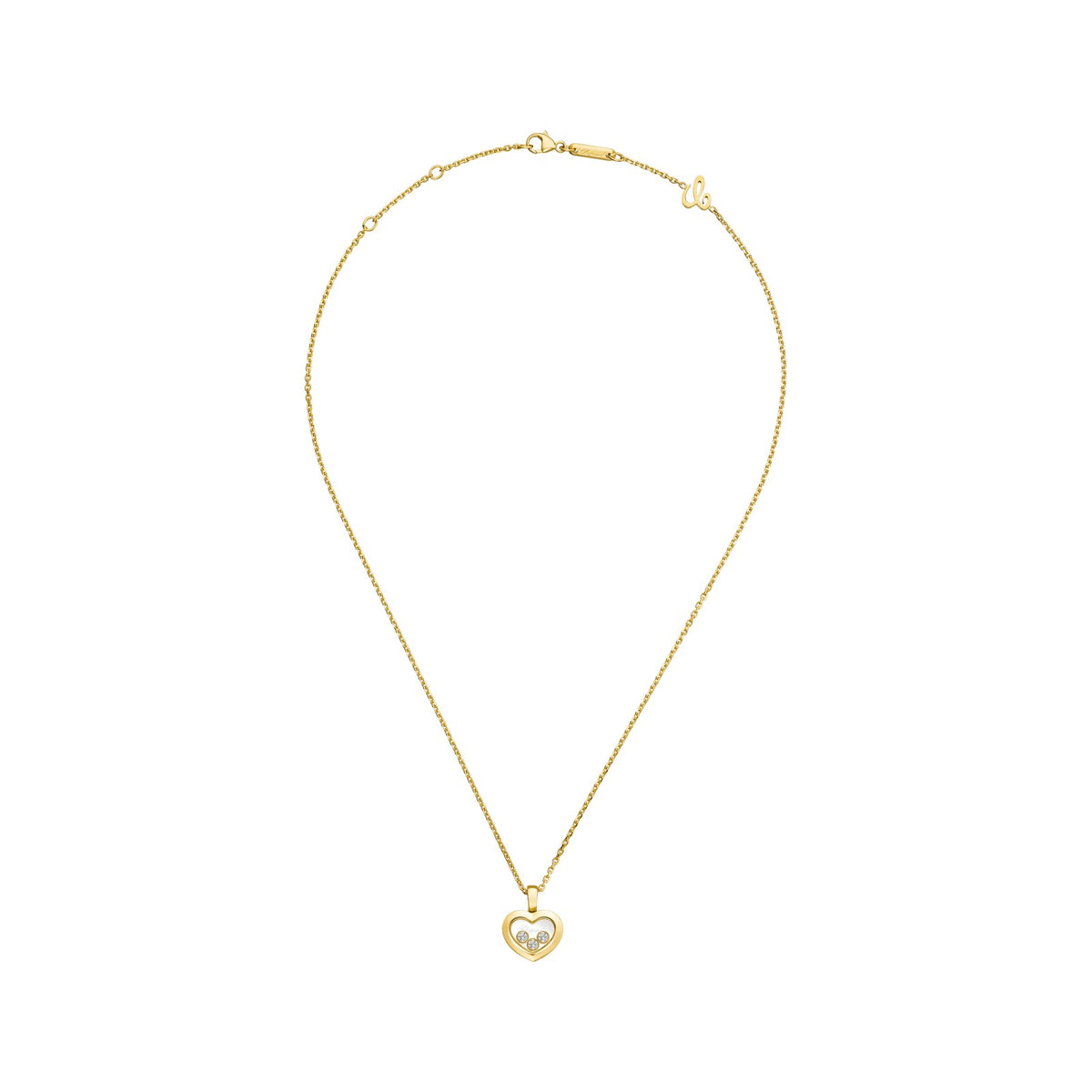 Chopard Happy Diamonds pendant in 18k ethical yellow gold with moving diamonds, view 3