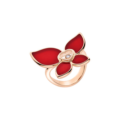 Chopard Happy Diamonds ring in 18k ethical rose gold with diamonds and carnelian