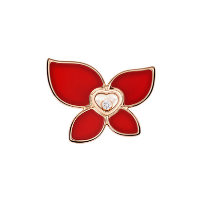 Chopard Happy Diamonds ring in 18k ethical rose gold with diamonds and carnelian, view 2