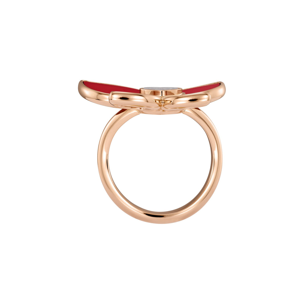 Chopard Happy Diamonds ring in 18k ethical rose gold with diamonds and carnelian, view 3
