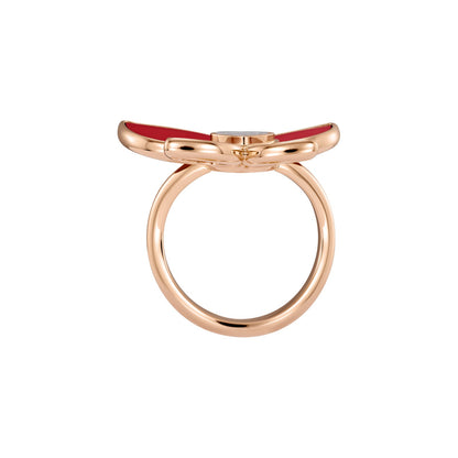 Chopard Happy Diamonds ring in 18k ethical rose gold with diamonds and carnelian, view 3