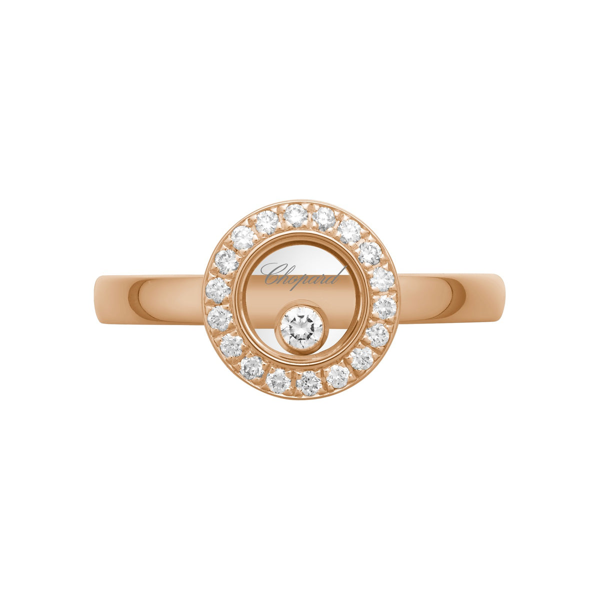 Chopard Happy Diamonds ring in 18k ethical rose gold with diamonds, view 2