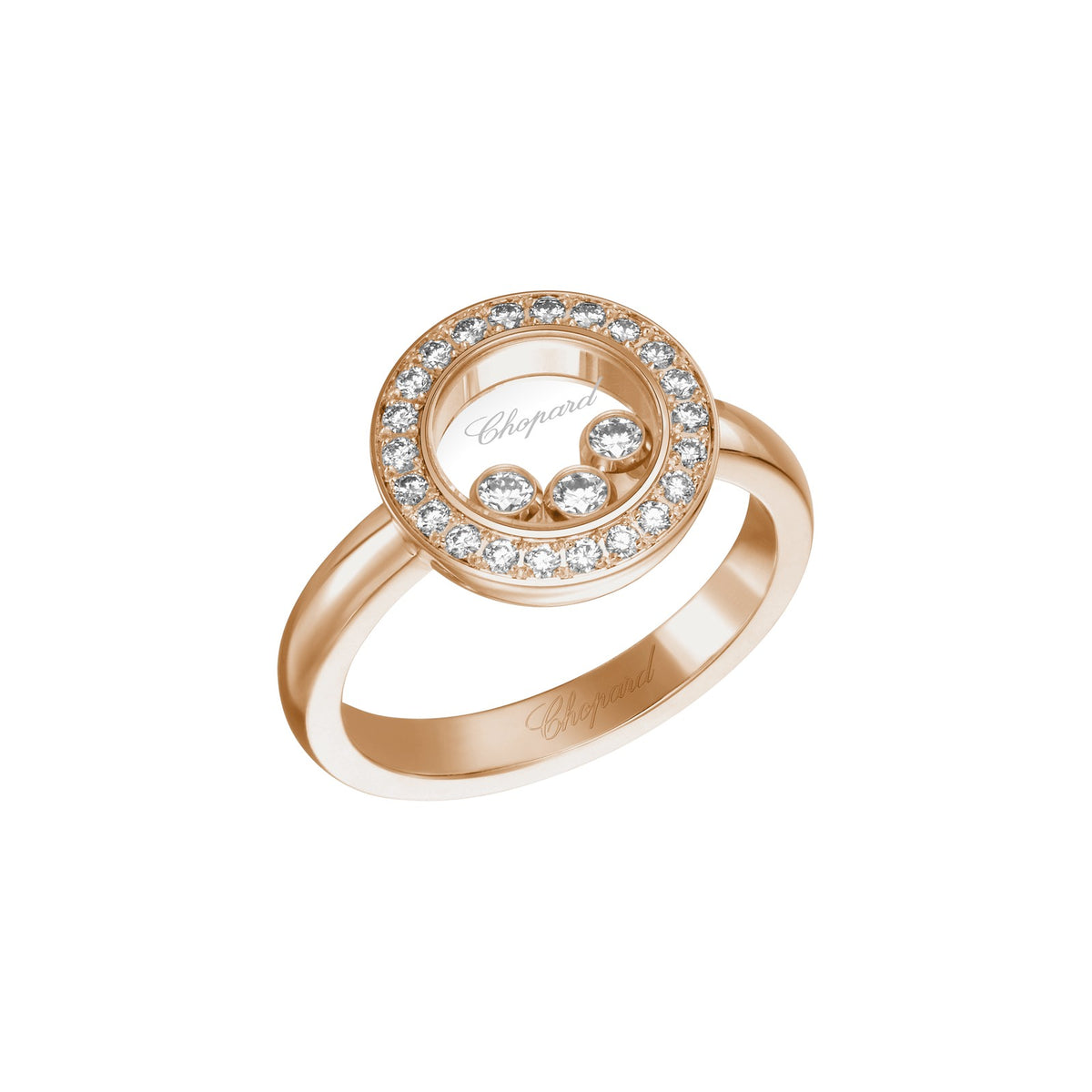Chopard Happy Diamonds ring in 18k ethical rose gold with diamonds
