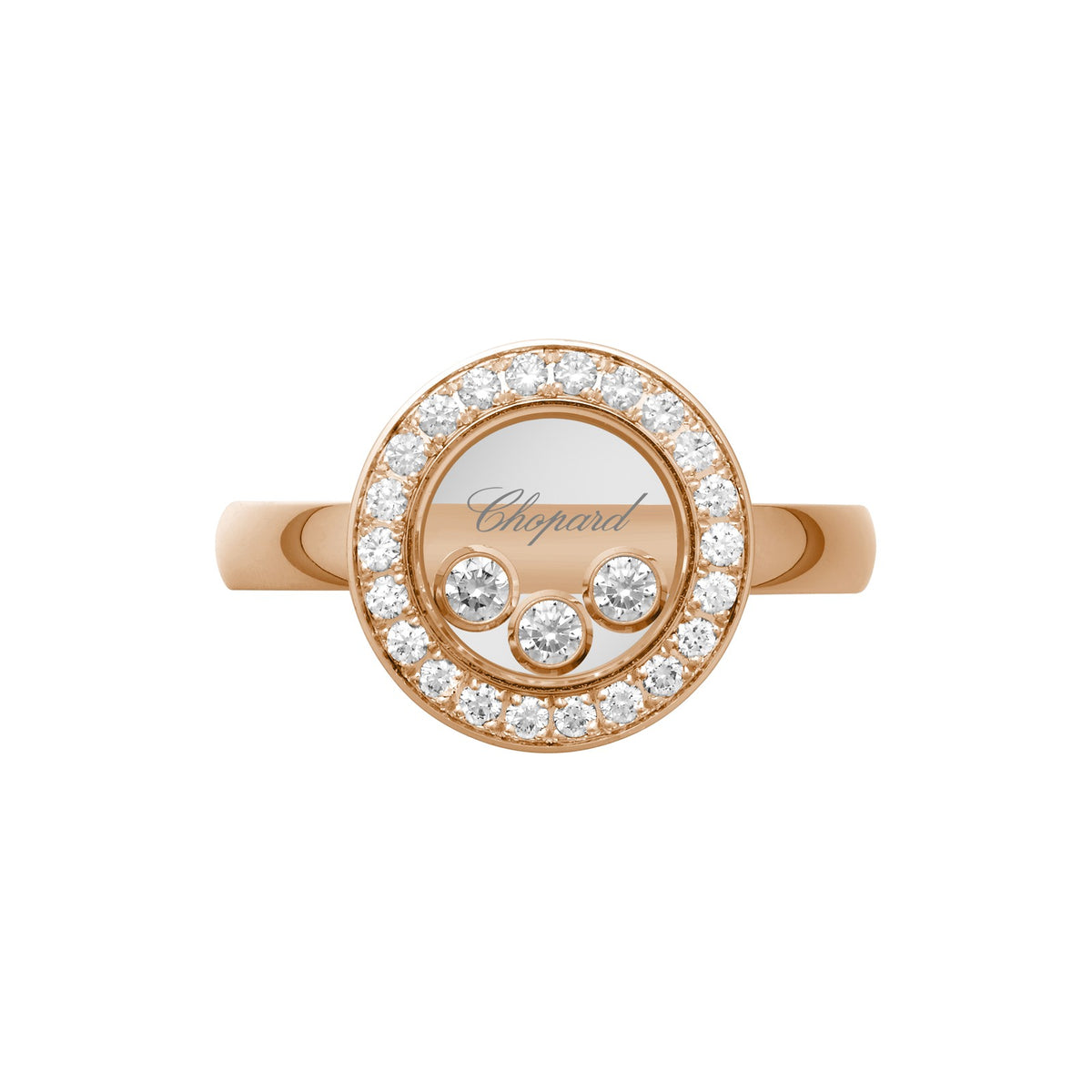 Chopard Happy Diamonds ring in 18k ethical rose gold with diamonds, view 2
