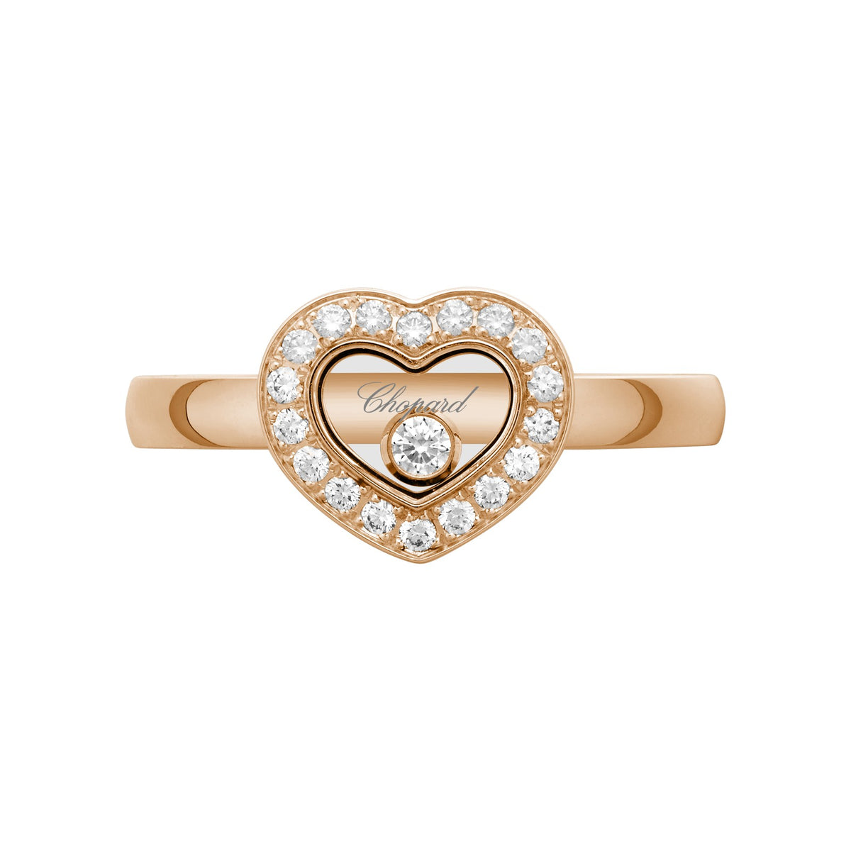 Chopard Happy Diamonds ring in 18k ethical rose gold with diamonds, view 2