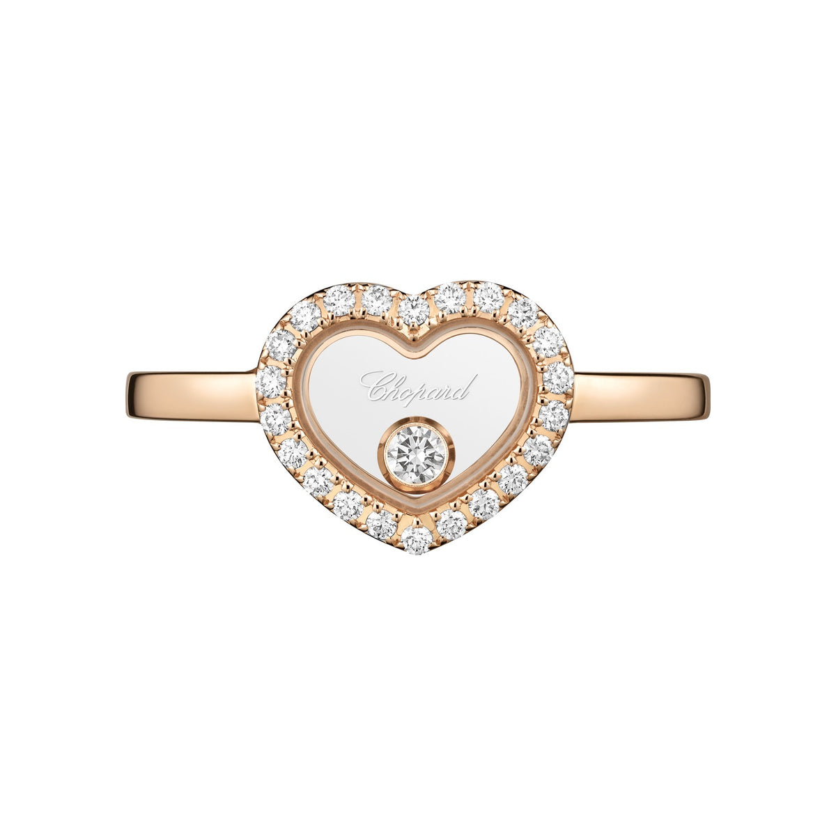 Chopard Happy Diamonds ring in 18k ethical rose gold with diamonds, view 2