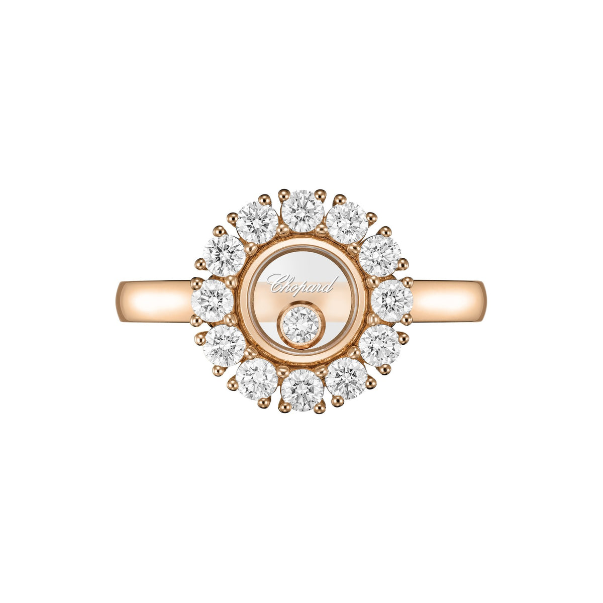 Chopard Happy Diamonds ring in 18k ethical rose gold with diamonds, view 2