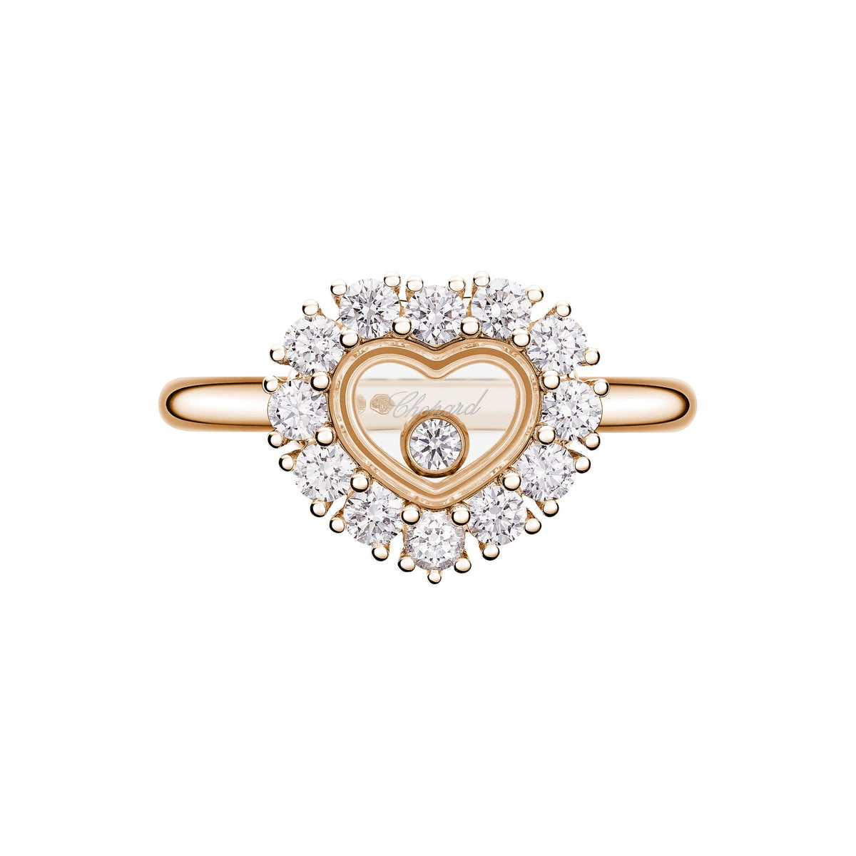 Chopard Happy Diamonds ring in 18k ethical rose gold with diamonds, view 2