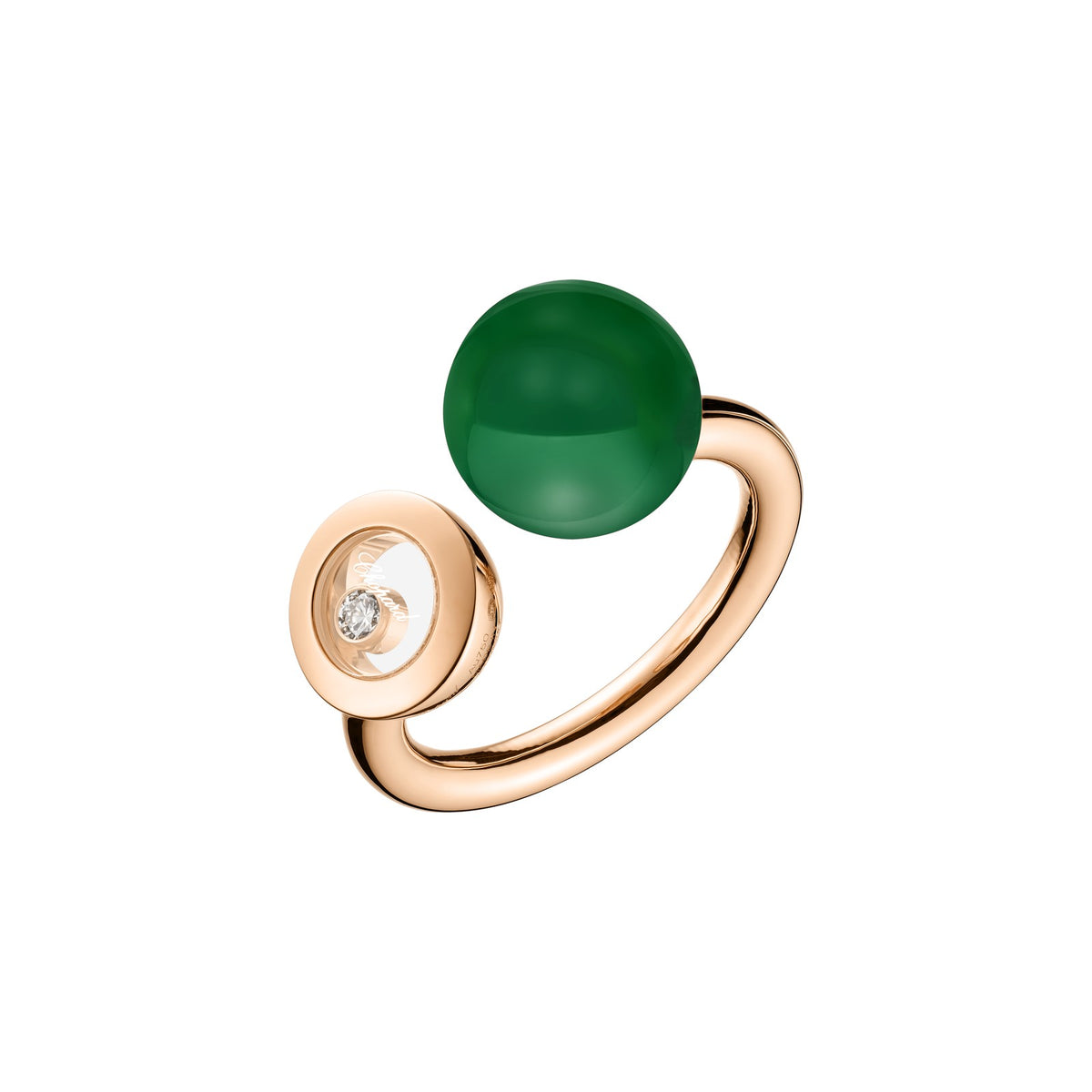 Chopard Happy Diamonds ring in 18k ethical rose gold with diamonds and agate