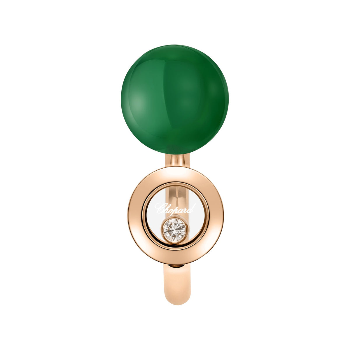 Chopard Happy Diamonds ring in 18k ethical rose gold with diamonds and agate, view 2