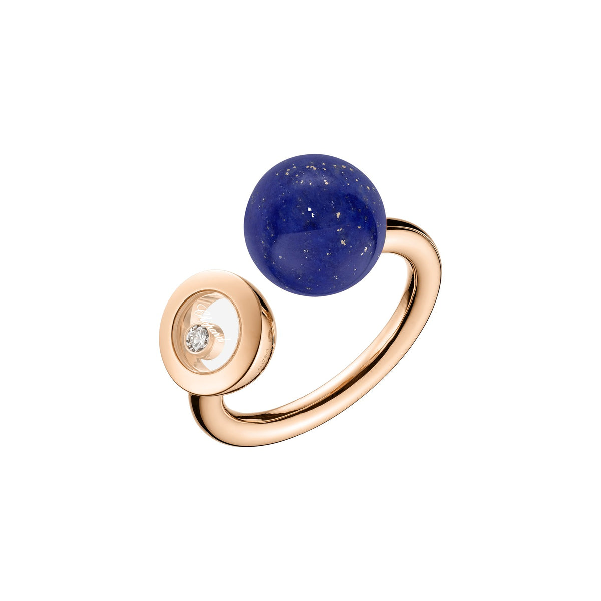 Chopard Happy Diamonds ring in 18k ethical rose gold with diamonds and lapis lazuli
