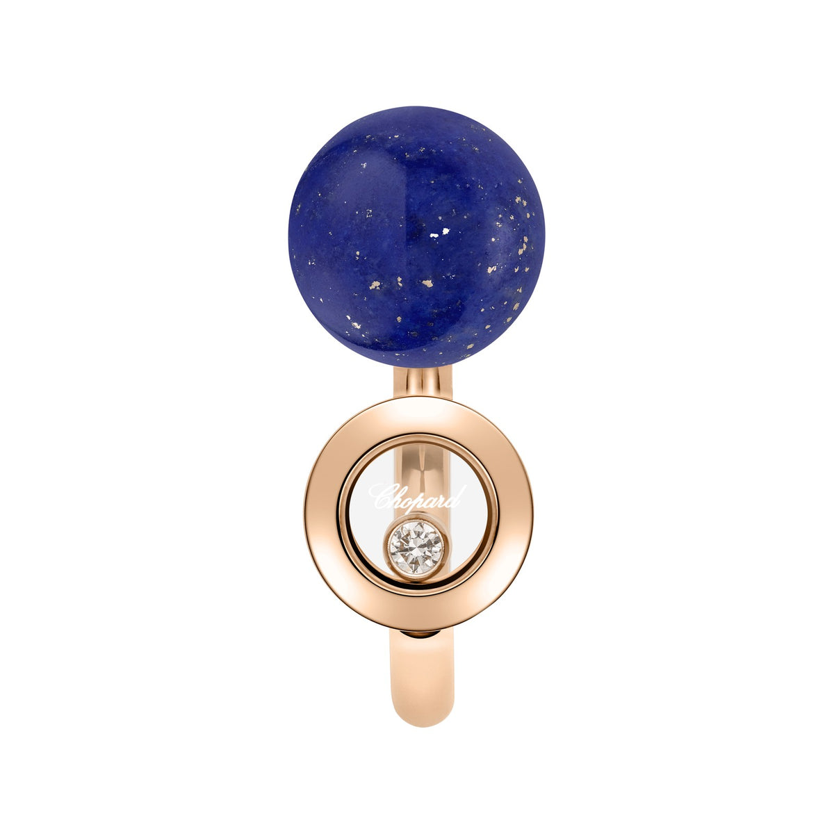 Chopard Happy Diamonds ring in 18k ethical rose gold with diamonds and lapis lazuli, view 2