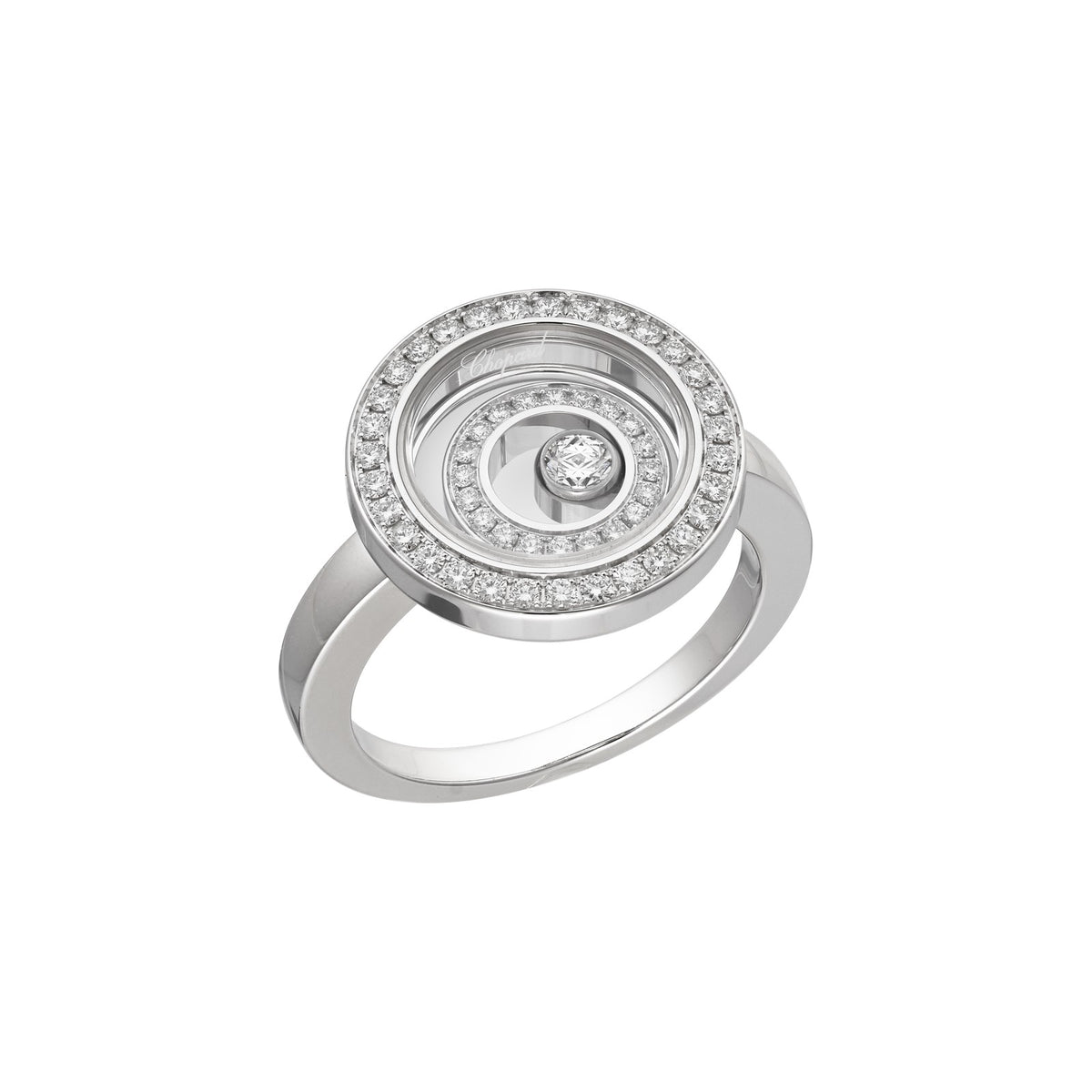 Chopard Happy Diamonds ring in 18k ethical white gold with diamonds