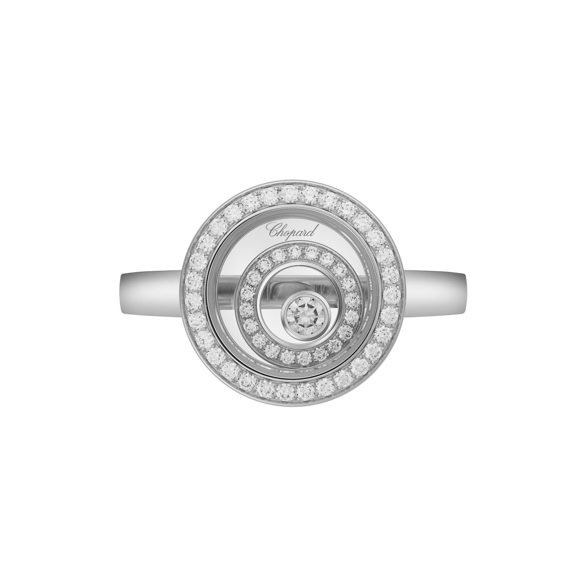 Chopard Happy Diamonds ring in 18k ethical white gold with diamonds, view 2