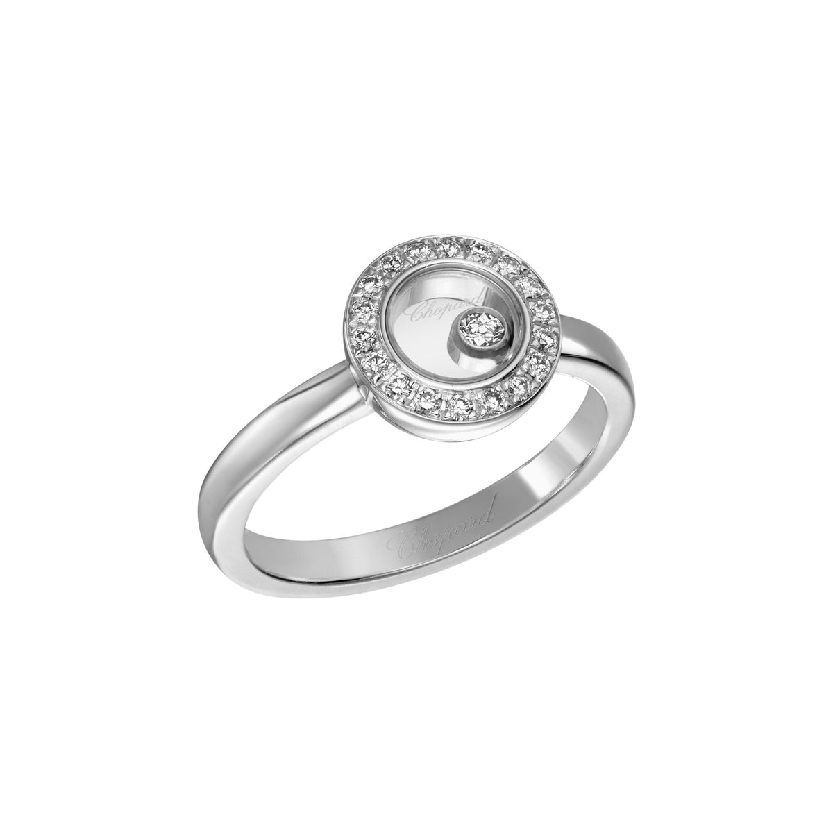 Chopard Happy Diamonds ring in 18k ethical white gold with diamonds