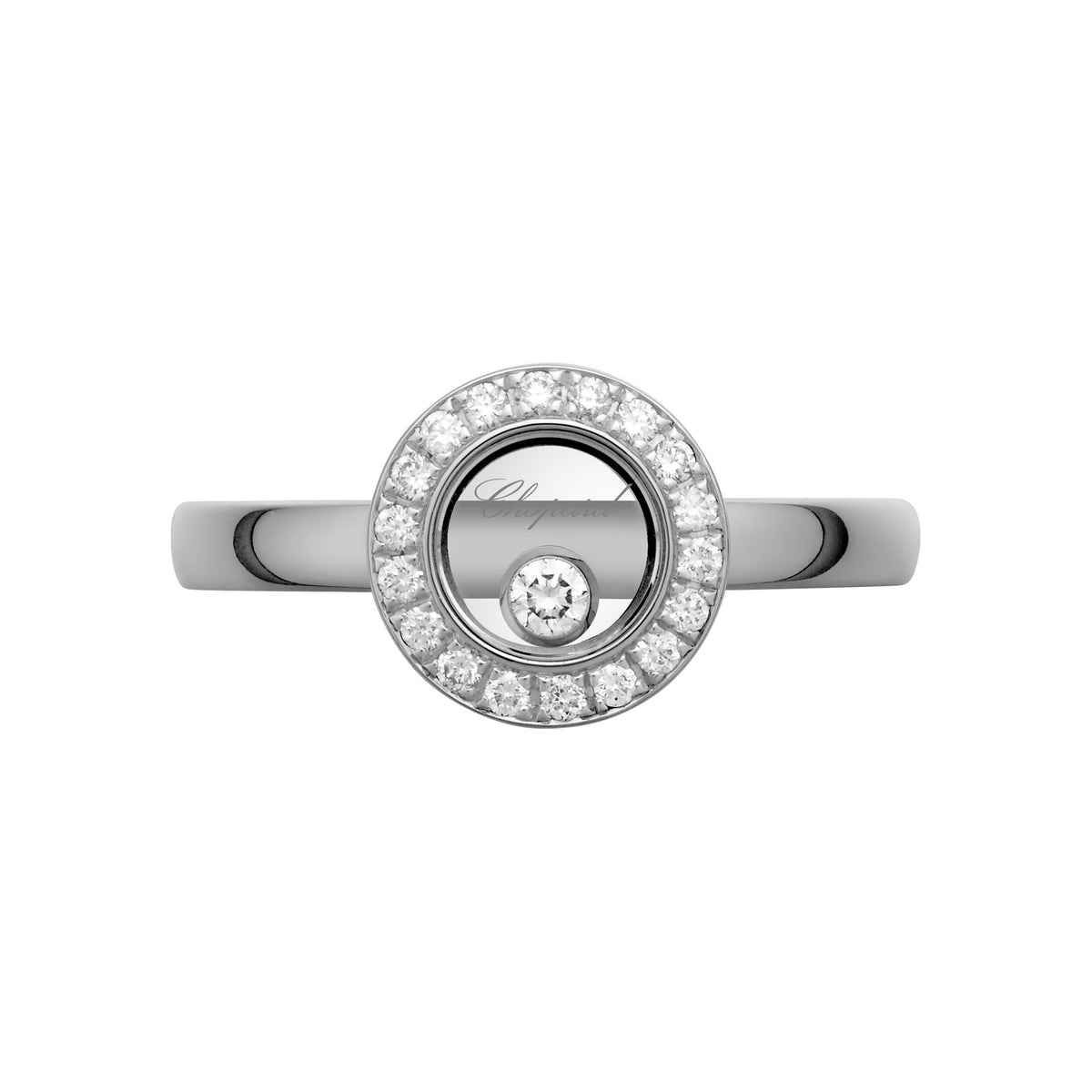 Chopard Happy Diamonds ring in 18k ethical white gold with diamonds, view 2