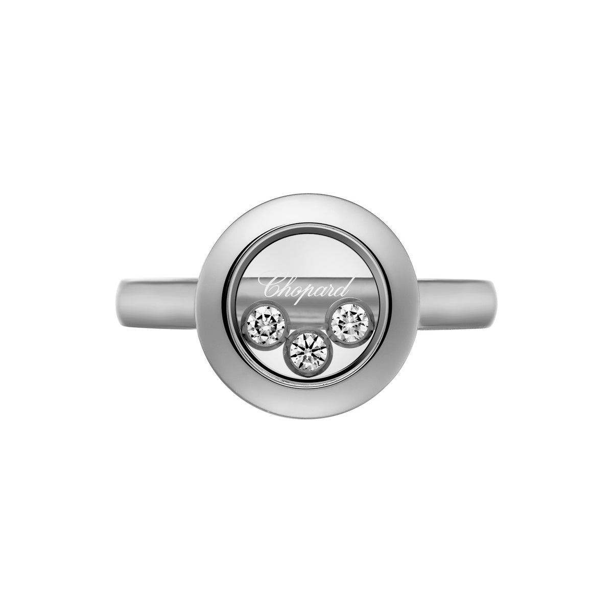 Chopard Happy Diamonds ring in 18k ethical white gold with diamonds, view 2