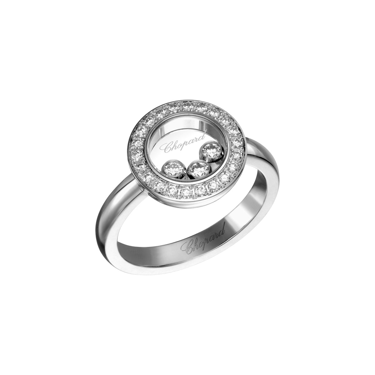 Chopard Happy Diamonds ring in 18k ethical white gold with diamonds