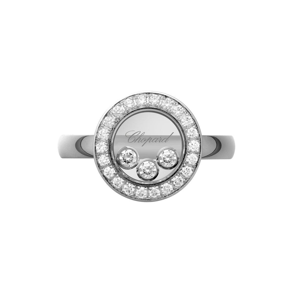 Chopard Happy Diamonds ring in 18k ethical white gold with diamonds, view 2