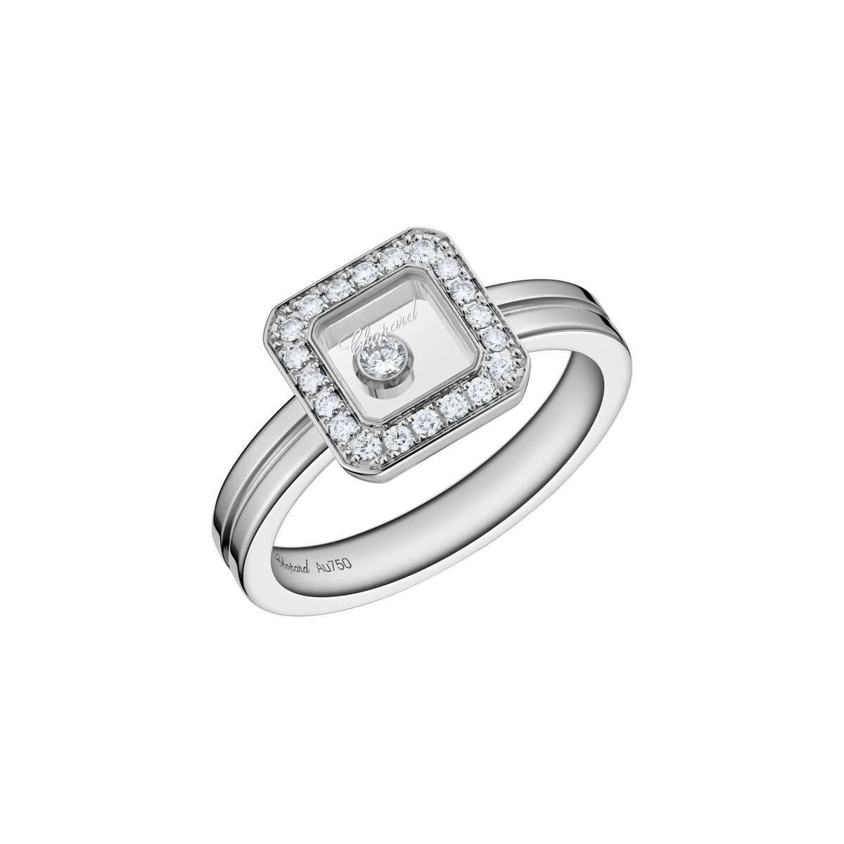 Chopard Happy Diamonds ring in 18k ethical white gold with diamonds