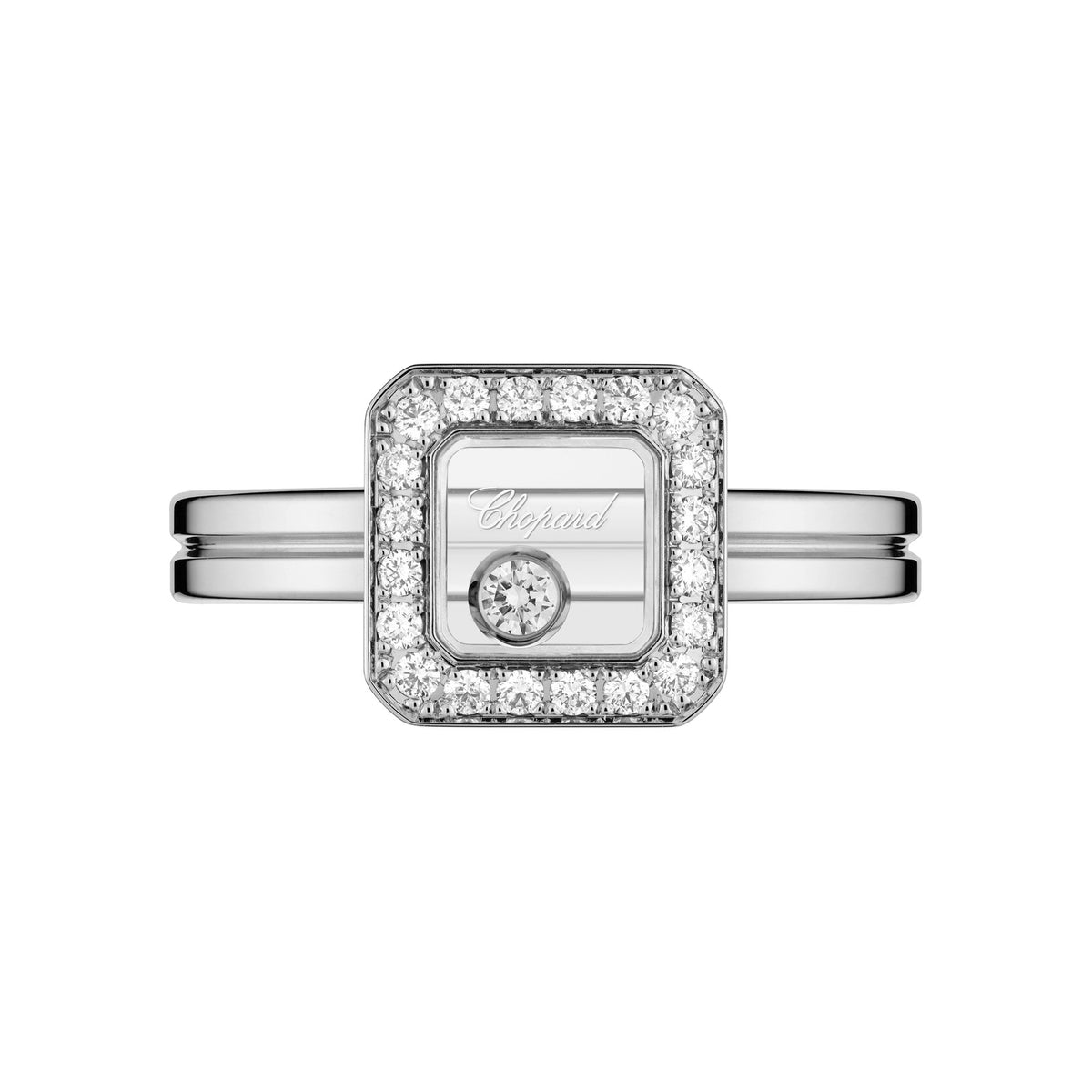 Chopard Happy Diamonds ring in 18k ethical white gold with diamonds, view 2