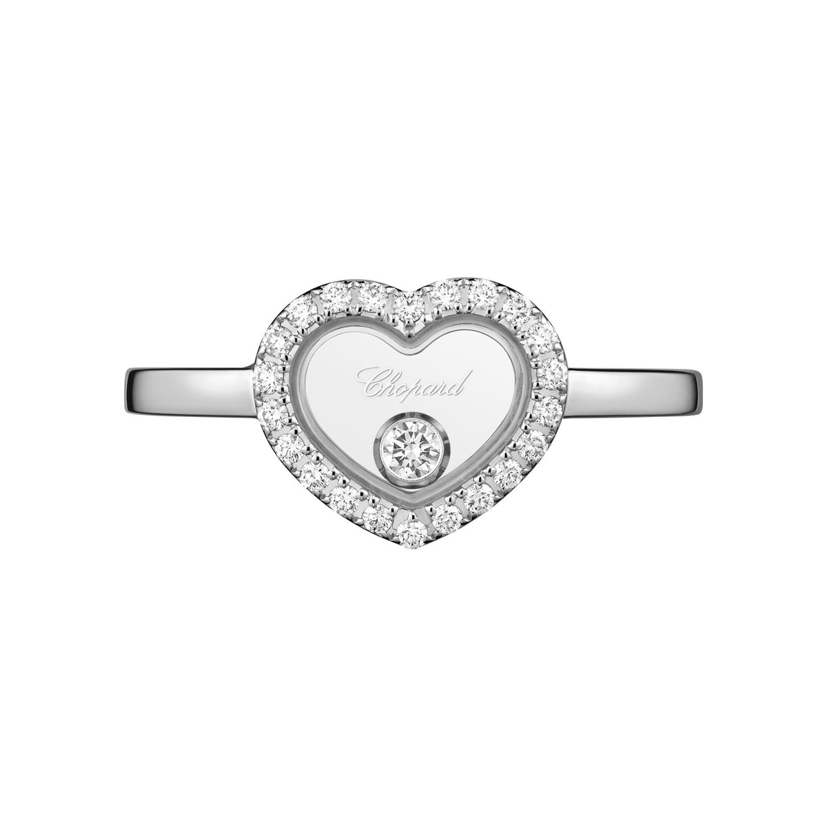 Chopard Happy Diamonds ring in 18k ethical white gold with diamonds, view 2