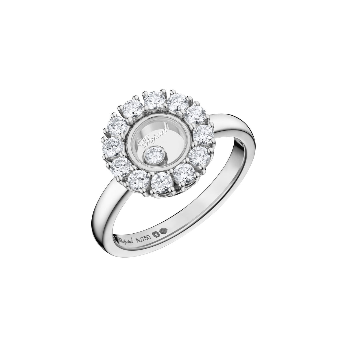 Chopard Happy Diamonds ring in 18k ethical white gold with diamonds