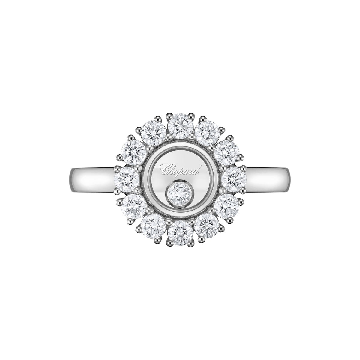 Chopard Happy Diamonds ring in 18k ethical white gold with diamonds, view 2