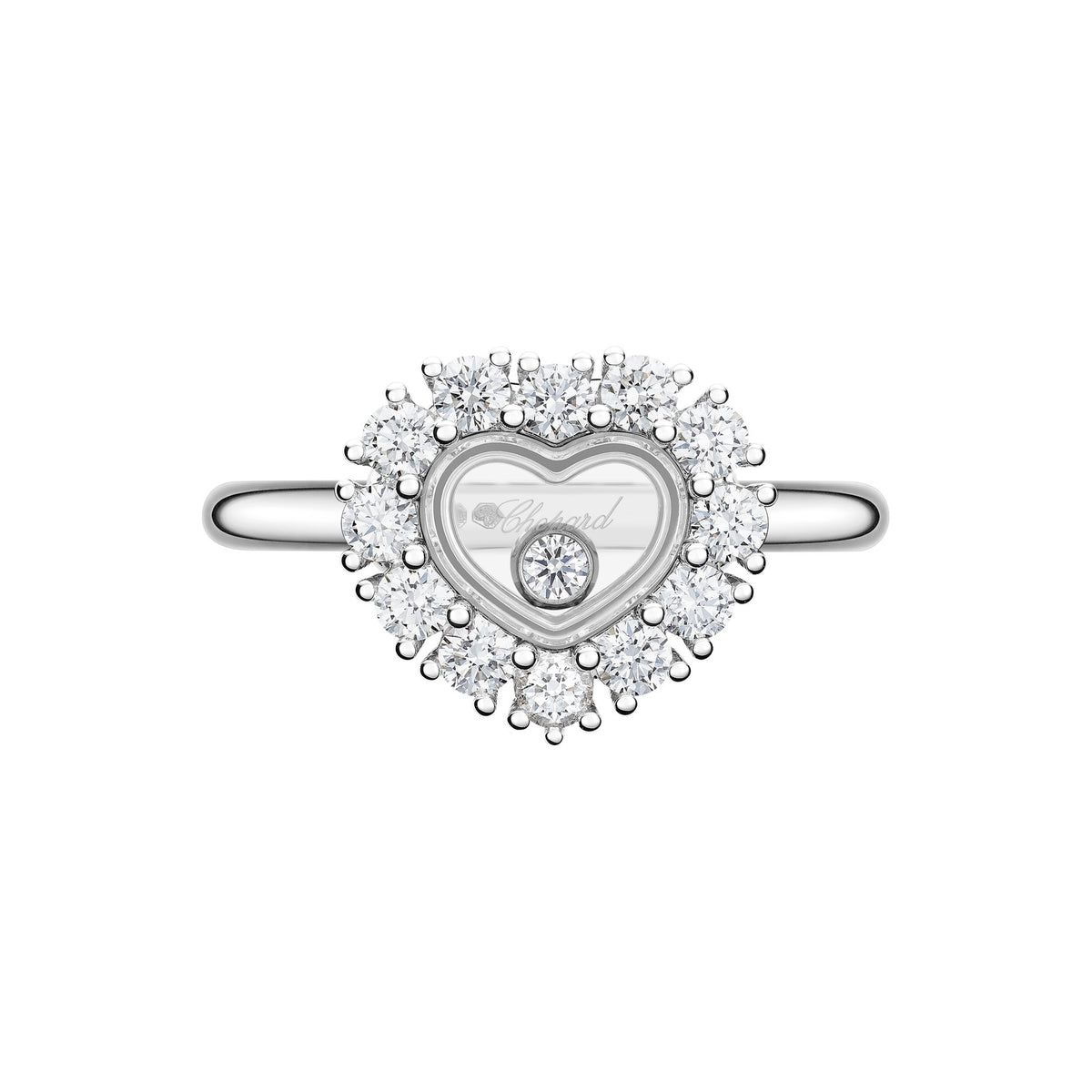Chopard Happy Diamonds ring in 18k ethical white gold with diamonds, view 2
