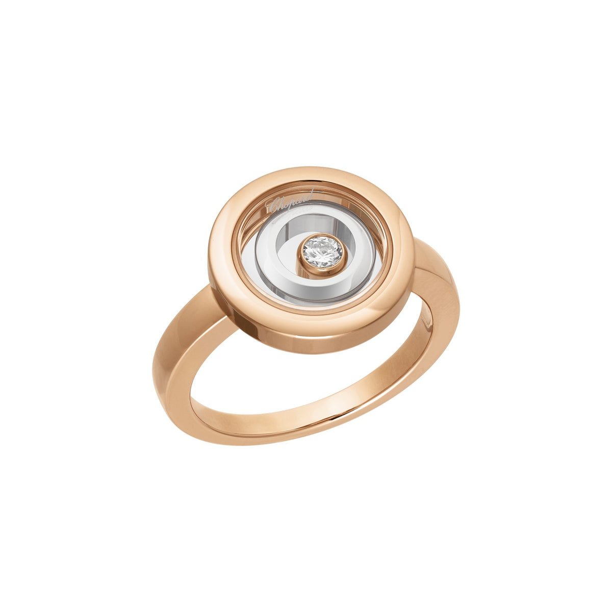 Chopard Happy Diamonds ring in 18k ethical white and rose gold with diamonds