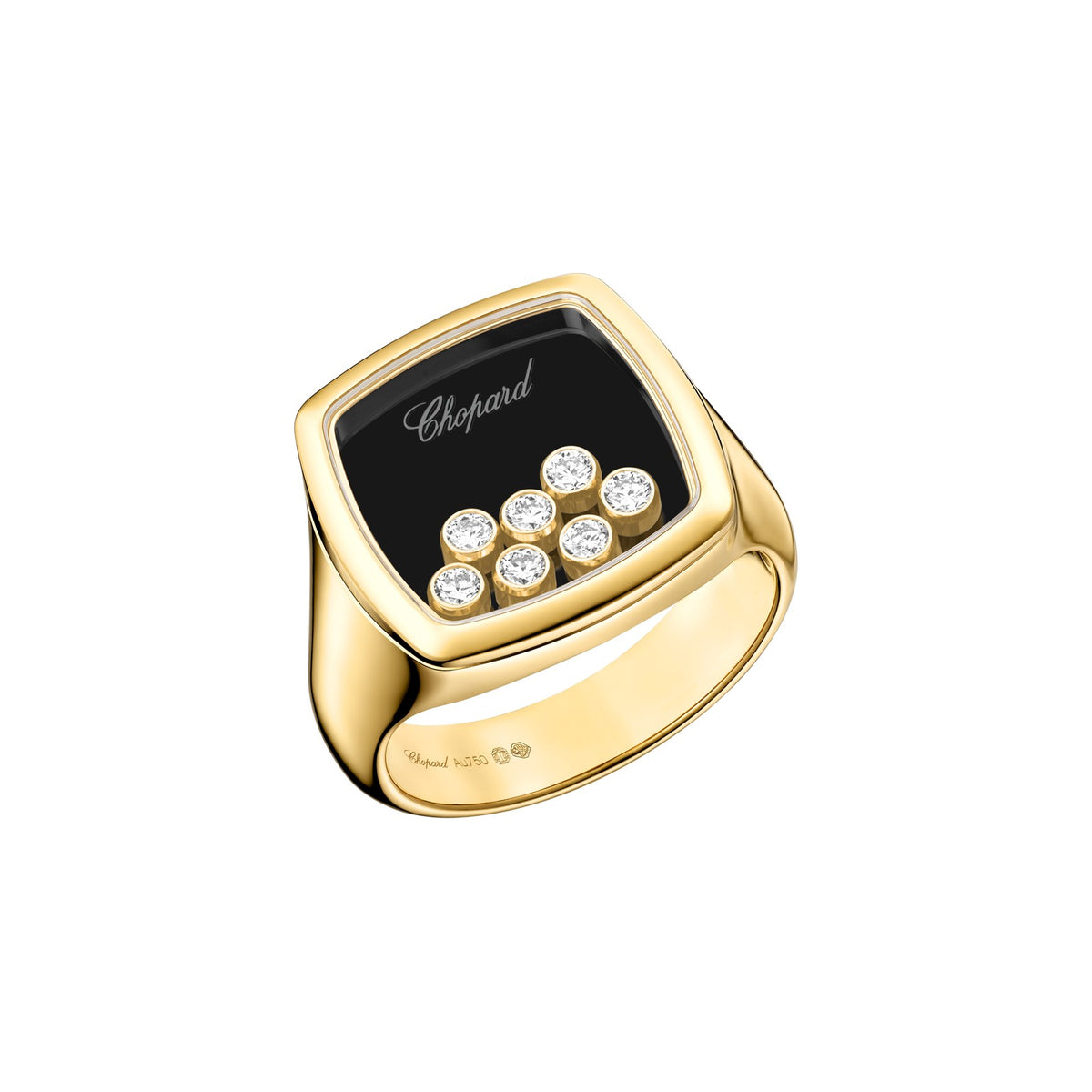 Chopard Happy Diamonds ring in 18k ethical yellow gold with onyx