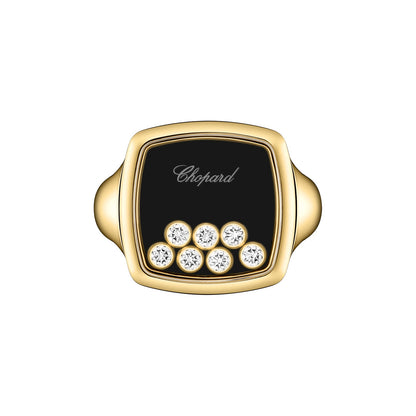 Chopard Happy Diamonds ring in 18k ethical yellow gold with onyx, view 2