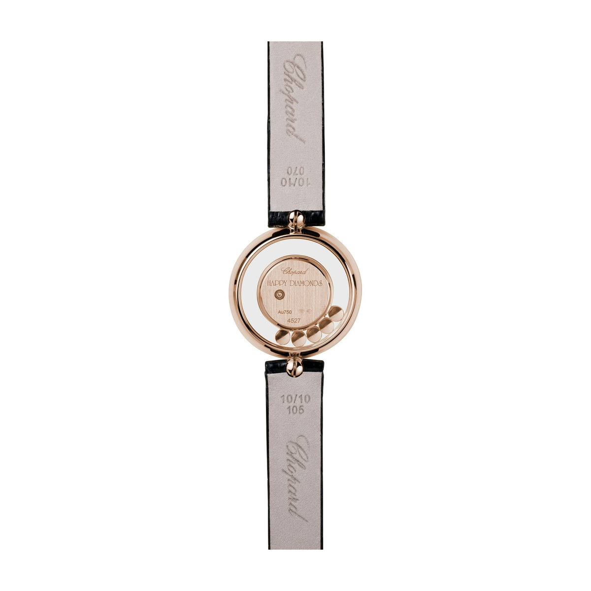 Chopard Happy Diamonds watch in 18k ethical rose gold with moving diamonds, view 2