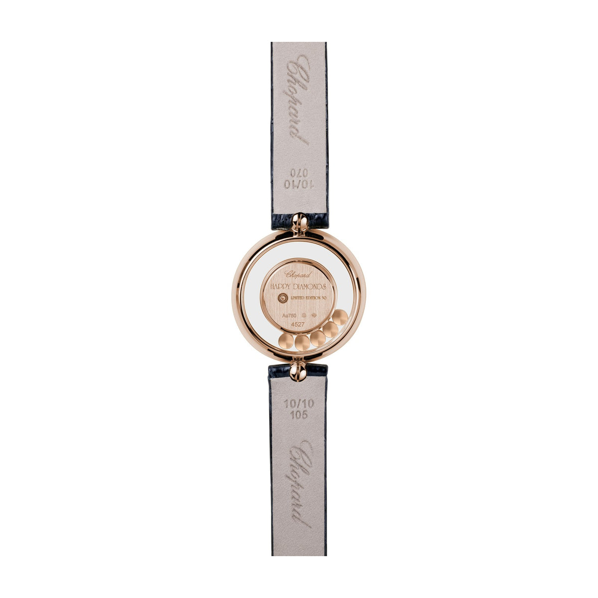 Chopard Happy Diamonds watch in 18k ethical rose gold with moving diamonds, view 2
