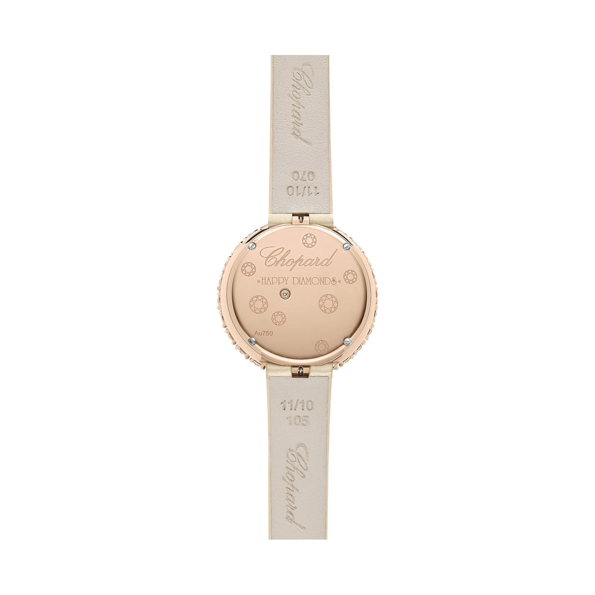 Chopard Happy Diamonds watch in 18k ethical rose gold with moving diamonds, view 2