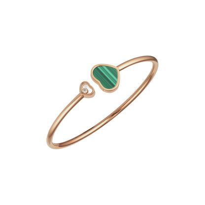 Chopard Happy Hearts bangle in 18k ethical rose gold with diamonds and malachite