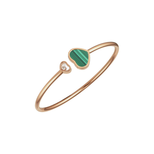 Chopard Happy Hearts bangle in 18k ethical rose gold with diamonds and malachite