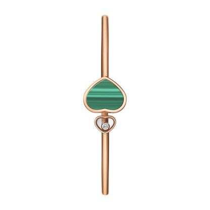 Chopard Happy Hearts bangle in 18k ethical rose gold with diamonds and malachite view 2