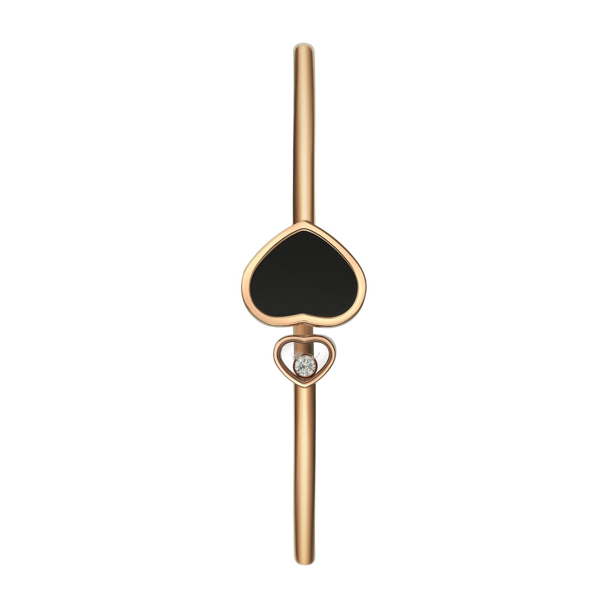 Chopard Happy Hearts bangle in 18k ethical rose gold with diamonds and onyx view 2