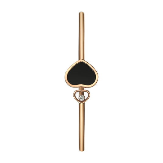Chopard Happy Hearts bangle in 18k ethical rose gold with diamonds and onyx view 2