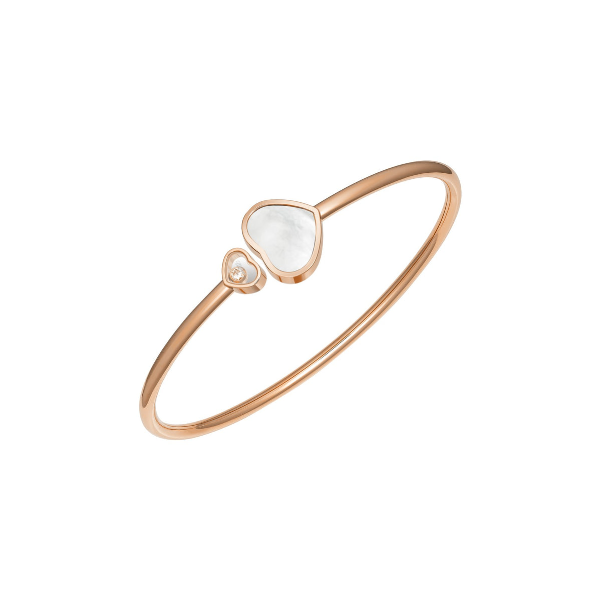 Chopard Happy Hearts bangle in 18k ethical rose gold with diamonds and mother of pearl