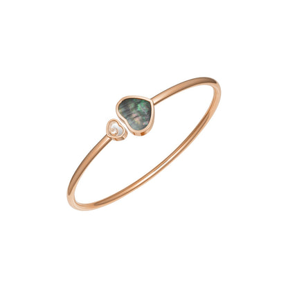 Chopard Happy Hearts bangle in 18k ethical rose gold with diamonds and mother of pearl