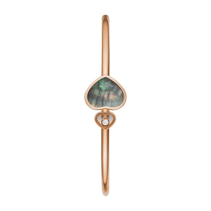 Chopard Happy Hearts bangle in 18k ethical rose gold with diamonds and mother of pearl view 2
