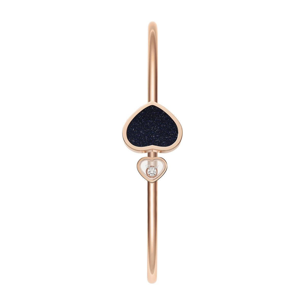 Chopard Happy Hearts bangle in 18k ethical rose gold with diamonds and aventurine view 2