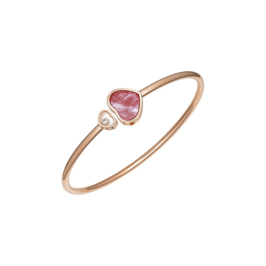 Chopard Happy Hearts bangle in 18k ethical rose gold with diamonds and mother of pearl
