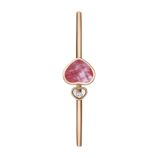 Chopard Happy Hearts bangle in 18k ethical rose gold with diamonds and mother of pearl view 2